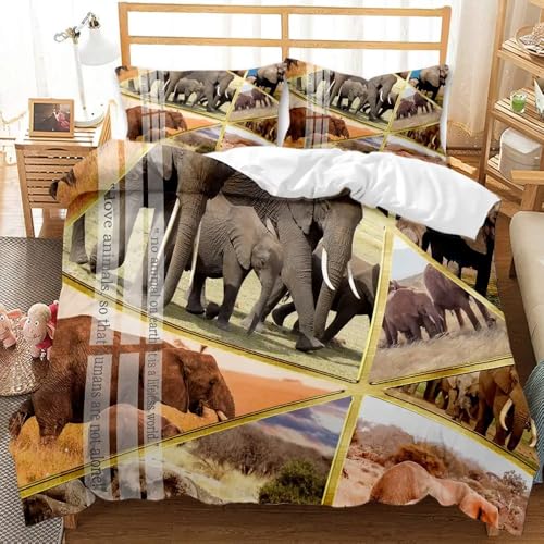 QBIDCSX Bettwäsche 155x220 Bettbezug Set 3teilig Elefant Microfaser Bettwäsche-Sets, Weiche und Angenehme Bettbezüge mit Reißverschluss + 2 Kopfkissenbezug 80x80 cm für Kinder Jungs Mädchen QBIDCSX Bettwäsche 155x220 Bettbezug Set 3teilig Elefant Microfaser Bettwäsche-Sets, Weiche und Angenehme Bettbezüge mit Reißverschluss + 2 Kopfkissenbezug 80x80 cm für Kinder Jungs Mädchen von QBIDCSX