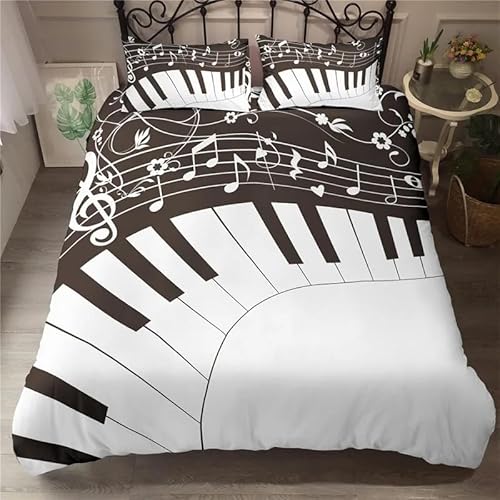 QBIDCSX Bettwäsche 155x220 Bettbezug Set 3teilig Klavier Bettbezug mit Reißverschluss, Weiche Angenehme Mikrofaser Bettwäsche-Sets für Erwachsene Jugendliche Kinder + 2 Kopfkissenbezug 80x80 cm QBIDCSX Bettwäsche 155x220 Bettbezug Set 3teilig Klavier Bettbezug mit Reißverschluss, Weiche Angenehme Mikrofaser Bettwäsche-Sets für Erwachsene Jugendliche Kinder + 2 Kopfkissenbezug 80x80 cm von QBIDCSX