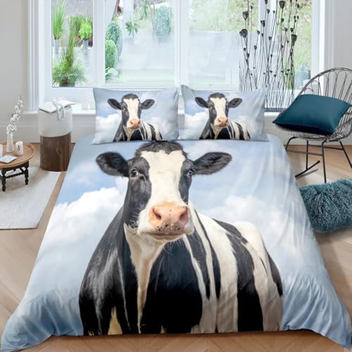 QBIDCSX Bettwäsche 155x220 Bettbezug Set 3teilig Kuh Microfaser Bettwäsche-Sets, Weiche und Angenehme Bettbezüge mit Reißverschluss + 2 Kopfkissenbezug 80x80 cm für Kinder Jungs Mädchen QBIDCSX Bettwäsche 155x220 Bettbezug Set 3teilig Kuh Microfaser Bettwäsche-Sets, Weiche und Angenehme Bettbezüge mit Reißverschluss + 2 Kopfkissenbezug 80x80 cm für Kinder Jungs Mädchen von QBIDCSX