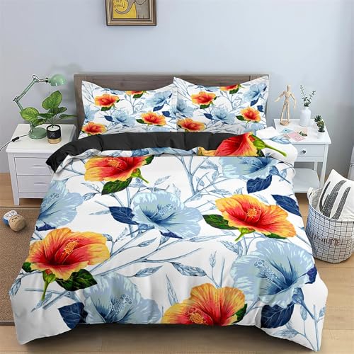 QBIDCSX Bettwäsche 155x220 Bettbezug Set 3teilig Rot Mohn Microfaser Bettwäsche-Sets, Weiche und Angenehme Bettbezüge mit Reißverschluss + 2 Kopfkissenbezug 80x80 cm für Kinder Jungs Mädchen von QBIDCSX