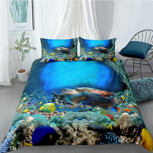 QBIDCSX Bettwäsche 155x220 Bettbezug Set 3teilig Schildkröte Microfaser Bettwäsche-Sets, Weiche und Angenehme Bettbezüge mit Reißverschluss + 2 Kopfkissenbezug 80x80 cm für Kinder Jungs Mädchen QBIDCSX Bettwäsche 155x220 Bettbezug Set 3teilig Schildkröte Microfaser Bettwäsche-Sets, Weiche und Angenehme Bettbezüge mit Reißverschluss + 2 Kopfkissenbezug 80x80 cm für Kinder Jungs Mädchen von QBIDCSX