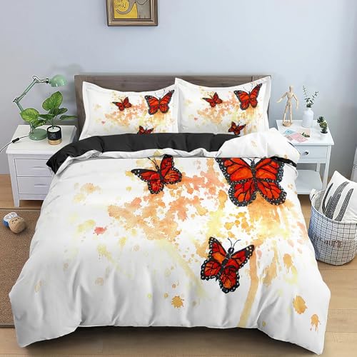 QBIDCSX Bettwäsche 155x220 Bettbezug Set 3teilig Schmetterling Bettbezug mit Reißverschluss, Weiche Angenehme Mikrofaser Bettwäsche-Sets für Erwachsene Jugendliche Kinder + 2 Kopfkissenbezug 80x80 cm QBIDCSX Bettwäsche 155x220 Bettbezug Set 3teilig Schmetterling Bettbezug mit Reißverschluss, Weiche Angenehme Mikrofaser Bettwäsche-Sets für Erwachsene Jugendliche Kinder + 2 Kopfkissenbezug 80x80 cm von QBIDCSX