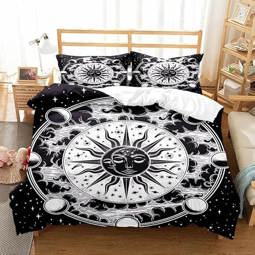 QBIDCSX Bettwäsche 155x220 Bettbezug Set 3teilig Sonne Mond Microfaser Bettwäsche-Sets, Weiche und Angenehme Bettbezüge mit Reißverschluss + 2 Kopfkissenbezug 80x80 cm für Kinder Jungs Mädchen QBIDCSX Bettwäsche 155x220 Bettbezug Set 3teilig Sonne Mond Microfaser Bettwäsche-Sets, Weiche und Angenehme Bettbezüge mit Reißverschluss + 2 Kopfkissenbezug 80x80 cm für Kinder Jungs Mädchen von QBIDCSX