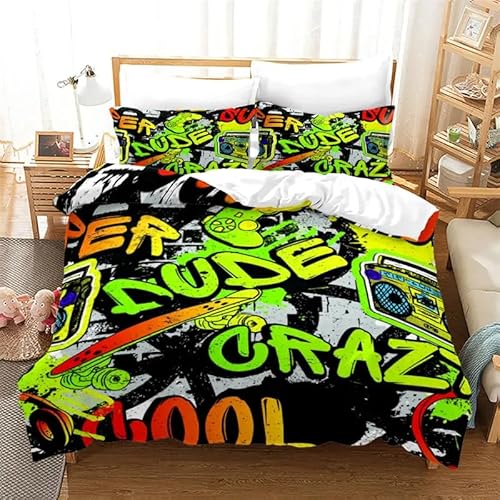 QBIDCSX Bettwäsche 200x200 Graffiti Bettwäsche-Sets mit Reißverschluss Schließung - Weicher Atmungsaktive Mikrofaser Bettbezug 200x200 cm für Babys Kinder + 1 Kissenbezug 80x80 cm Pferd QBIDCSX Bettwäsche 200x200 Graffiti Bettwäsche-Sets mit Reißverschluss Schließung - Weicher Atmungsaktive Mikrofaser Bettbezug 200x200 cm für Babys Kinder + 1 Kissenbezug 80x80 cm Pferd von QBIDCSX