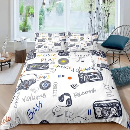 QBIDCSX Bettwäsche 200x200 Musik Bettwäsche-Sets mit Reißverschluss Schließung für Kinder Mädchen Jugendliche Weicher Atmungsaktive Mikrofaser Bettbezug + 2 Kopfkissenbezug 80x80 cm QBIDCSX Bettwäsche 200x200 Musik Bettwäsche-Sets mit Reißverschluss Schließung für Kinder Mädchen Jugendliche Weicher Atmungsaktive Mikrofaser Bettbezug + 2 Kopfkissenbezug 80x80 cm von QBIDCSX