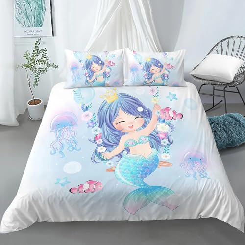 QBIDCSX Bettwäsche 200x220 Bettbezug - Bettwäsche-Sets 200 x 220 Mikrofaser für Kinder Jungs Mädchen Mädchen Bettbezug mit 2 80x80 cm Kissenbezüge, Bettbezüge für Doppelbett mit Reißverschluss von QBIDCSX