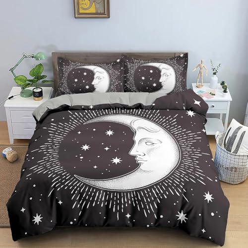QBIDCSX Bettwäsche 200x220 Bettbezug - Bettwäsche-Sets 200 x 220 Mikrofaser für Kinder Jungs Mädchen Mond Sterne Bettbezug mit 2 80x80 cm Kissenbezüge, Bettbezüge für Doppelbett mit Reißverschluss QBIDCSX Bettwäsche 200x220 Bettbezug - Bettwäsche-Sets 200 x 220 Mikrofaser für Kinder Jungs Mädchen Mond Sterne Bettbezug mit 2 80x80 cm Kissenbezüge, Bettbezüge für Doppelbett mit Reißverschluss von QBIDCSX