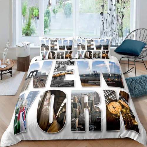 QBIDCSX Bettwäsche 200x220 New York City Bettwäsche-Sets mit Reißverschluss Schließung für Erwachsene Jugendliche Kinder Weicher Atmungsaktive Mikrofaser Bettbezug + 2 Kopfkissenbezug 80x80 cm QBIDCSX Bettwäsche 200x220 New York City Bettwäsche-Sets mit Reißverschluss Schließung für Erwachsene Jugendliche Kinder Weicher Atmungsaktive Mikrofaser Bettbezug + 2 Kopfkissenbezug 80x80 cm von QBIDCSX