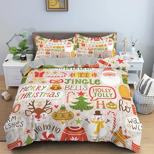 QBIDCSX Bettwäsche 200x220 Weihnachten Bettwäsche-Sets mit Reißverschluss Schließung für Erwachsene Jugendliche Kinder Weicher Atmungsaktive Mikrofaser Bettbezug + 2 Kopfkissenbezug 80x80 cm QBIDCSX Bettwäsche 200x220 Weihnachten Bettwäsche-Sets mit Reißverschluss Schließung für Erwachsene Jugendliche Kinder Weicher Atmungsaktive Mikrofaser Bettbezug + 2 Kopfkissenbezug 80x80 cm von QBIDCSX