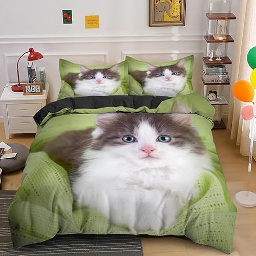 QBIDCSX Bettwäsche220x240 Mikrofaser - Bettwäsche-Sets 220x240 Graue Katze Angenehme Bettbezug mit 2 80x80 cm Kissenbezüge für Allergiker Geeignet, Bettbezüge für Doppelbett mit Reißverschluss QBIDCSX Bettwäsche220x240 Mikrofaser - Bettwäsche-Sets 220x240 Graue Katze Angenehme Bettbezug mit 2 80x80 cm Kissenbezüge für Allergiker Geeignet, Bettbezüge für Doppelbett mit Reißverschluss von QBIDCSX
