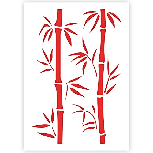 QBIX Bambus Schablone - Bambus Zweig Schablone - Bambus Blätter Schablone - A4 Größe - wiederverwendbare Kinder freundlich DIY Schablone zum Malen, Backen, Basteln, Wand, Möbel von QBIX