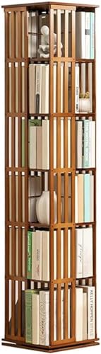 Bücherregal 5 Ebenen Hohe freistehende Bücherregale Eckbücherregal aus Holz 360 ° drehbares Bücherregal zur Aufbewahrung von Büchern für Wohnzimmer und Schlafzimmer, A, 5 Ebenen 37 x 37 x 149 cm Vol von QBKLI