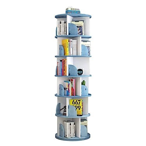 QBKLI 2-stöckig/3-stöckig/4-stöckig, um 360° drehbares Bücherregal, stabiles Bücherregal, kreatives, einzigartiges Design, Bücherregal, platzsparendes Regal, Bücherregal, Vollmond von QBKLI