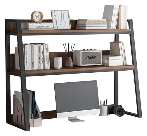 QBKLI 2-stöckiges Bücherregal für den Schreibtisch – stilvolles Aufbewahrungsregal für Zuhause – einfache Montage – Bücherregal für die Arbeitsplatte von QBKLI