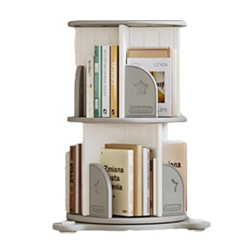 QBKLI 2-stöckiges CD-Standregal, drehbares Bücherregal, drehbares Bücherregal, geeignet für Büro/Arbeitszimmer, Aufbewahrung, Bücherregal, Boden-Bücherregal von QBKLI