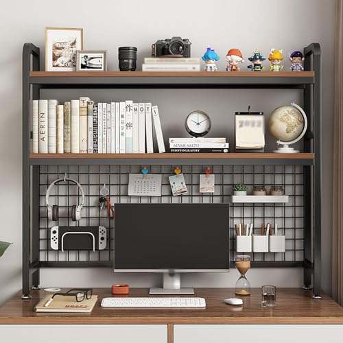 QBKLI 2-stufiges Desktop-Bücherregal für Computertisch – Mehrzweck-Bücherregal aus Holz mit Arbeitsplatte, Bücherregal, Aufbewahrungsregale – ideal für Heimbürobedarf von QBKLI