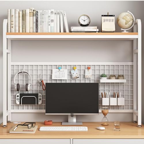 QBKLI 2-stufiges Desktop-Bücherregal für Computertisch – Mehrzweck-Bücherregal aus Holz mit Arbeitsplatte, Bücherregal, Aufbewahrungsregale – ideal für Heimbürobedarf von QBKLI