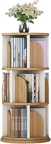 QBKLI 3-stufiges, um 360 ° drehbares weißes Bücherregal, Bodenbücherregal für Kinder im Studentenwohnheim, Bücherregal für das Home-Office-Wohnzimmer-Arbeitszimmer von QBKLI