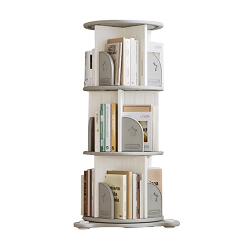 QBKLI 3-stufiges drehbares Bücherregal, drehbares Bücherregal, CD-Standregal, geeignet für Büro-/Arbeitszimmer-Aufbewahrung, Bücherregal, Boden-Bücherregal von QBKLI