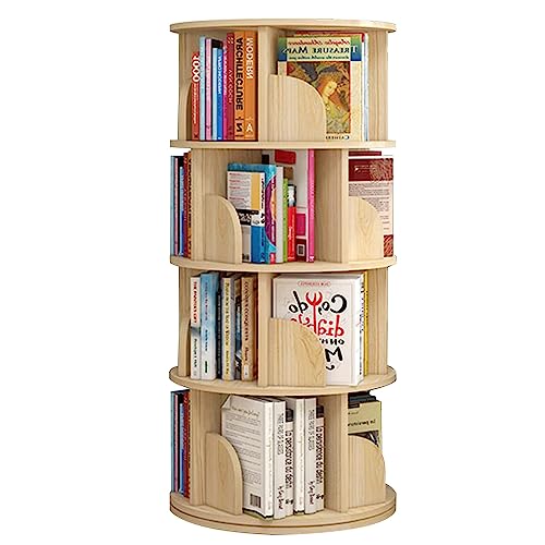 QBKLI 360 ° drehbares Bücherregal, rundes Bücherregal, umweltfreundliche Bücherregale, rustikales Regal, Bücherregal für Wohnzimmer, Schlafzimmer, Schrank, Bücherregal, Vollmond von QBKLI
