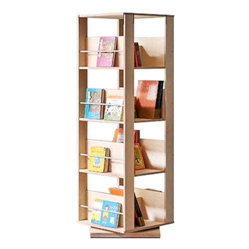 QBKLI 4-stöckiges, drehbares Bücherregal, CD-Aufbewahrungsregal, bodenstehendes Bücherregal, geeignet für Bücherregal im Wohnzimmer/Zuhause/Büro/Arbeitszimmer von QBKLI
