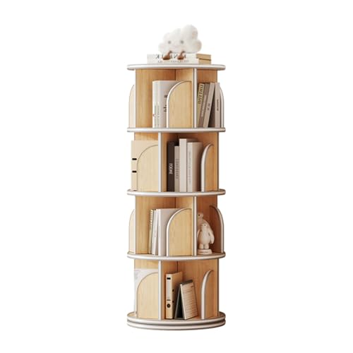 QBKLI 4-stöckiges CD-Aufbewahrungsregal, um 360° drehbares Bücherregal, bodenstehendes Bücherregal, geeignet für Wohnzimmer/Zuhause/Büro/Arbeitszimmer von QBKLI