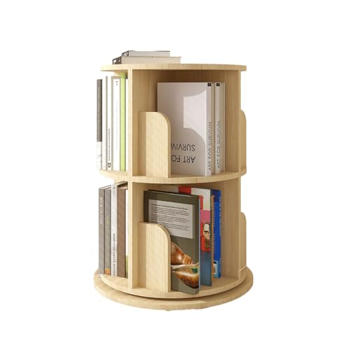 QBKLI 4-stufiges drehbares Bücherregal, bodenstehendes Bücherregal, drehbares Bücherregal, CD-Regal, geeignet für Wohnzimmer/Zuhause/Büro/Arbeitszimmer von QBKLI