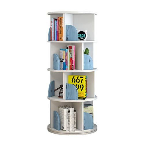 QBKLI 4-stufiges drehbares Bücherregal, bodenstehendes Bücherregal, drehbares Bücherregal, geeignet für Wohnzimmer/Büro/Arbeitszimmer, Aufbewahrung, Bücherregal, CD-Rack von QBKLI