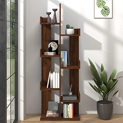 QBKLI Baumförmiges Bücherregal, doppelt breites Bücherbaumregal für Wohnzimmer und Schlafzimmer, bodenstehendes Zeitschriften-/CD-Organizer-Rack für das Home-Office von QBKLI