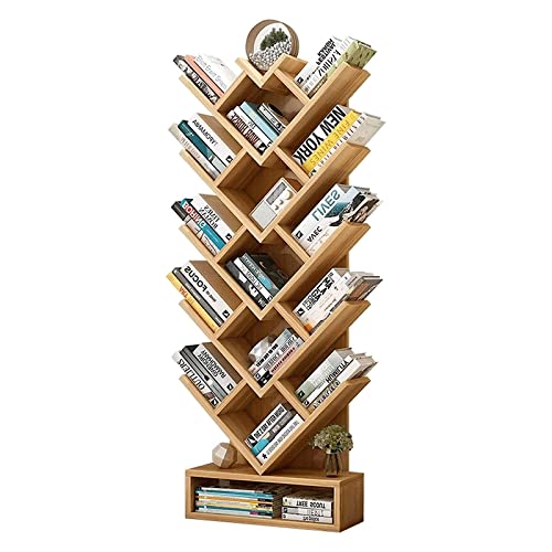 QBKLI Baumförmiges Bücherregal, einzigartiges Form-Bücherregal, Massivholz-Spanplatten-Bücherregale, vergrößertes Basisregal, Bücherregal, Vollmond von QBKLI