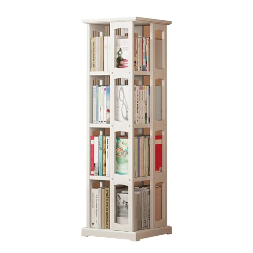 QBKLI Bodenstehendes Bücherregal, 360° drehbarer Bücheraufbewahrungsregal-Organizer, geeignet für Zuhause/Büro/Arbeitszimmer, CD-Aufbewahrungsregal von QBKLI