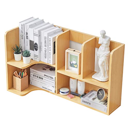QBKLI Bücherregal, Schreibtisch-Aufbewahrungsregal, doppellagige Aufbewahrung mit Mehreren Fächern, Haushalts-Massivholz, für Arbeitszimmer und Schlafzimmer von QBKLI