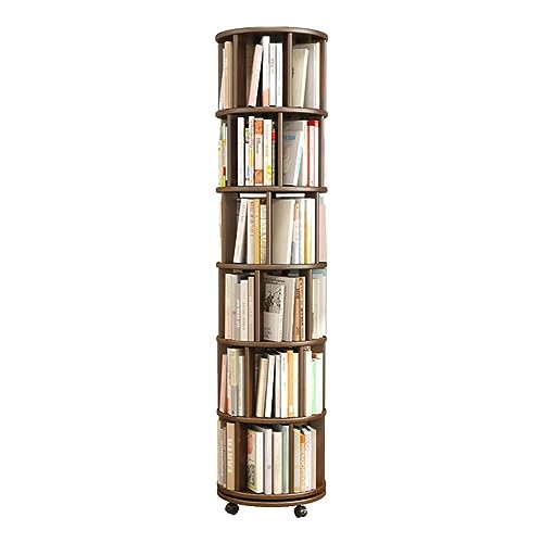 QBKLI Bücherregal, kreativ, drehbar, um 360 °, Bücherregal, modern, minimalistisch, für Studenten, bodenstehend, 6 Schichten, Mehrfarbig, optional, Weiß, 40 x 190 cm, Vollmond von QBKLI