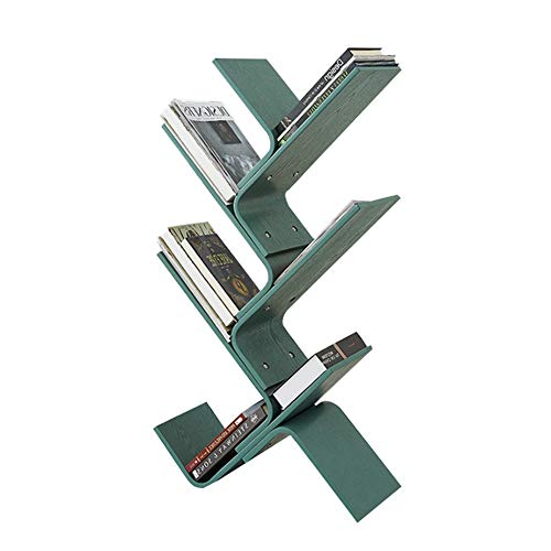 QBKLI Bücherregal „Tree“ – Bodenstehender Zeitschriftenständer mit 6 freistehenden Regalen aus Holz, für das Wohnzimmerbüro von QBKLI