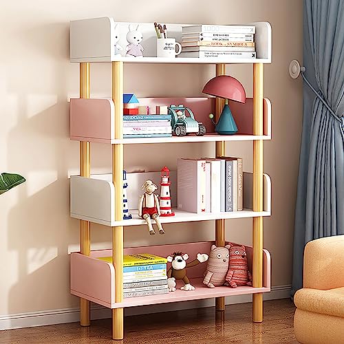QBKLI Bücherregal aus Holz, Organisationsregal für Schlafzimmer/Wohnzimmer mit 5 Fächern – freistehendes, süßes Bücherregal mit Stauraum von QBKLI