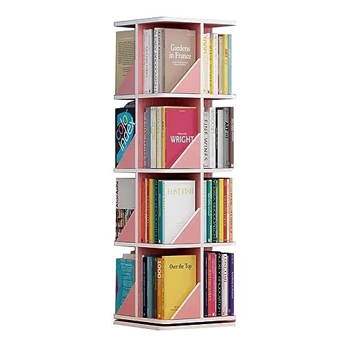 QBKLI Bücherregal aus Spanplatte, um 360° drehbar, Bücherregal mit 2/3/4 Ebenen, aufrechtes Bücherregal, platzsparendes Regal, Bücherregal für Zuhause und Büro. Vollmond von QBKLI