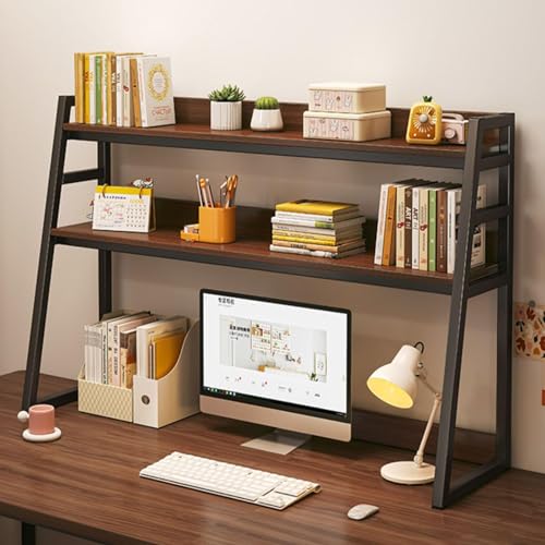 QBKLI Bücherregal für den Computertisch, 2-stöckig, Mehrzweck-Schreibtischregal aus Holz – Organisieren Sie Ihr Büro oder Zuhause mit diesem Präsentationsregal-Organizer. von QBKLI