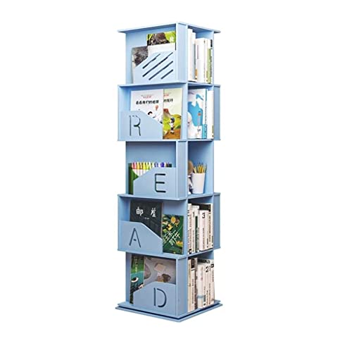 QBKLI Bücherregal mit 5 Ebenen, kreatives Bücherregal aus Holz und Kunststoff, um 360 Grad drehbares Bücherregal, einfaches Eck-Bücherregal, Organizer, Heimregale, Bücherregal von QBKLI