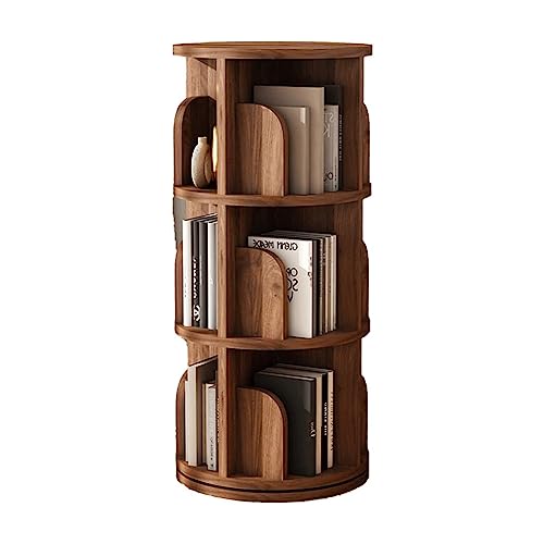 QBKLI Bücherregal mit großem Fassungsvermögen, um 360° drehbares Bücherregal, einfaches Regal-Bücherregal mit Schallwand-Design, geschichtetes Aufbewahrungs-Bücherregal, Vollmond von QBKLI