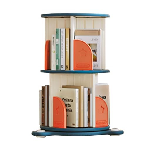 QBKLI Bücherregal mit großem Fassungsvermögen, um 360° drehbares Bücherregal, einfaches Regal-Bücherregal mit Schallwand-Design, geschichtetes Aufbewahrungs-Bücherregal, Vollmond von QBKLI