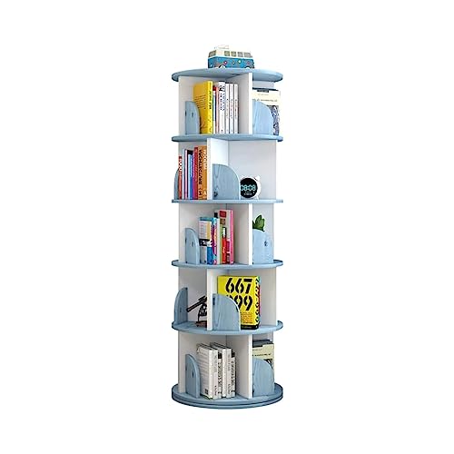 QBKLI Bücherregal mit großer Kapazität, Massivholz, um 360° drehbar, Bücherregal für Kinder, Erwachsene, Schlafzimmer, Wohnzimmer, Arbeitszimmer, Bücherregal, Vollmond von QBKLI