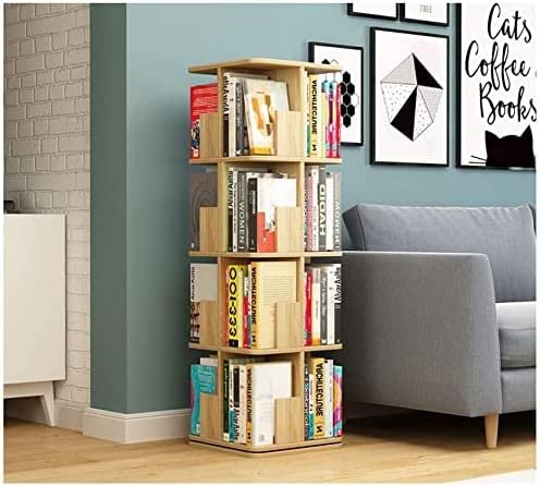 QBKLI Bücherregal mit großer Kapazität, geräumiges, mehrschichtiges Aufbewahrungs-Bücherregal, um 360 Grad drehbares Regal, Bücherregal, einfache Bücherregale, Vollmond von QBKLI