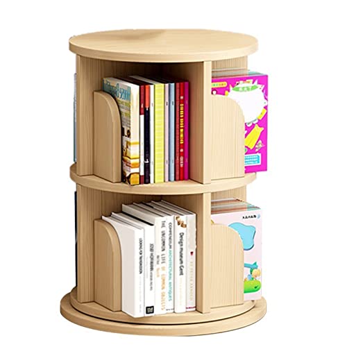 QBKLI Bücherregale 360 ° drehbares Bücherregal aus massivem Holz, Bodenregal, Aufbewahrungsregal für Zuhause, einfache Installation von QBKLI