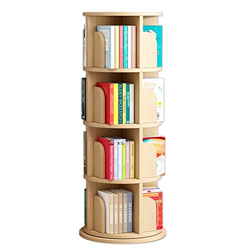 QBKLI Bücherregale 360 ° drehbares Bücherregal aus massivem Holz, Bodenregal, Aufbewahrungsregal für Zuhause, einfache Installation von QBKLI