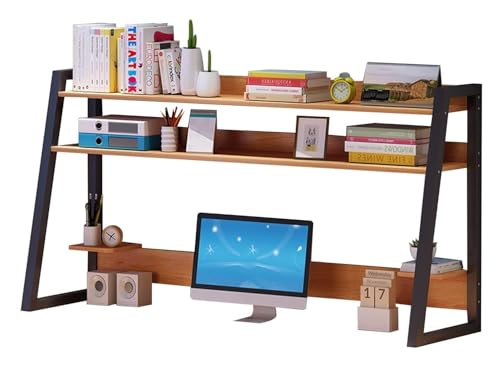 QBKLI Computertisch-Bücherregal – Desktop-Organizer, Aufbewahrungsregal für Büro, Heimdekoration, platzsparender Computertisch mit Regalen von QBKLI