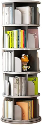 QBKLI Drehbares Bücherregal, drehbares Bücherregal mit 5 Regalen, multifunktionales, um 360 Grad drehbares Bücherregal für Schlafzimmer, Wohnzimmer und Heimbüro von QBKLI