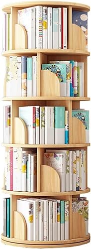 QBKLI Drehbares Bücherregal, kreatives 4/5-stufiges, um 360 ° drehbares weißes Bücherregal, Aufbewahrung, bodenstehendes Eckregal, Lagerregal von QBKLI