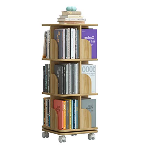 QBKLI Drehbares Bücherregal, mit Fußrad, um 360 ° drehbares Bücherregal, einfaches Bilderbuchregal für Kinder, fördert das Leseinteresse von Kindern, praktische Fähigkeiten von QBKLI