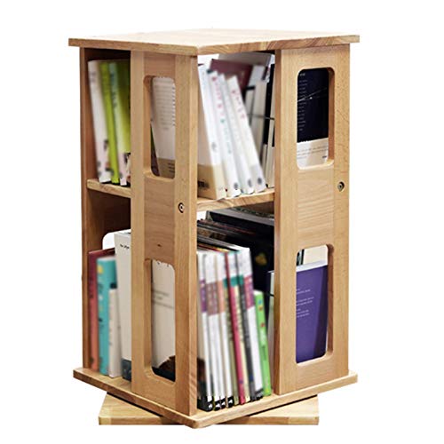QBKLI Drehbares Bücherregal, rundes mobiles Bücherregal aus Massivholz, 360 ° drehbares Standregal für das Wohnzimmer im Familienbüro von QBKLI