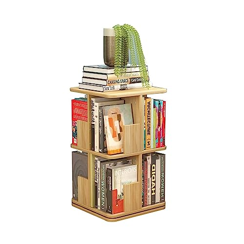 QBKLI Einfaches Bücherregal, 360° solides drehbares Bücherregal, 360° Bücheraufbewahrung, Bücherregale für Kinder und Erwachsene, Bücherregal aus massivem Holz von QBKLI